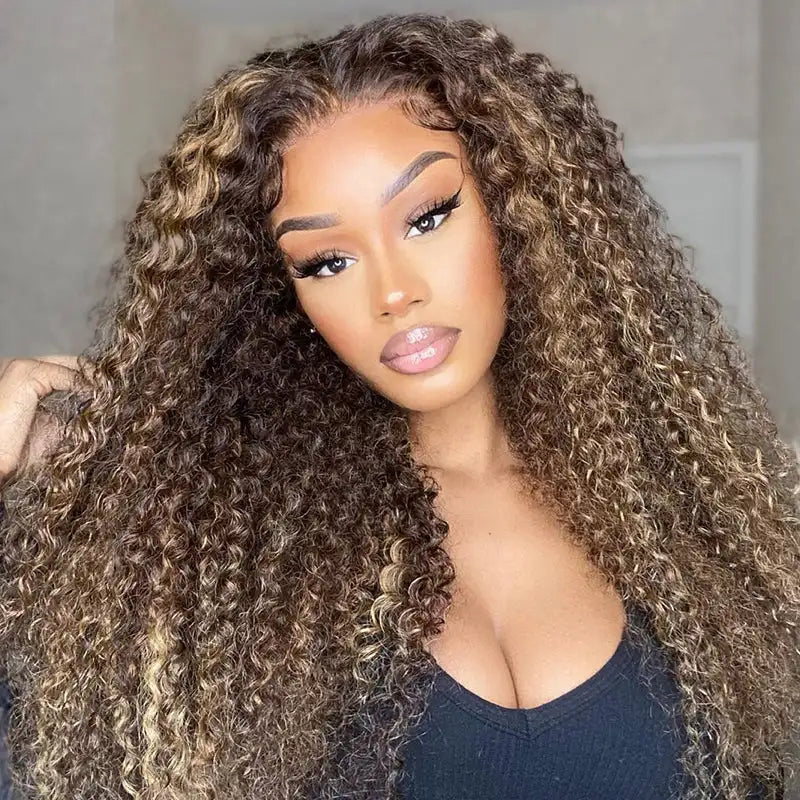 30 Inch Deep Wave Wigs Human Hair 4/27 Highlight Ombre Curly Human Hair Wigs 13x5 14x4  Lace Frontal Wig