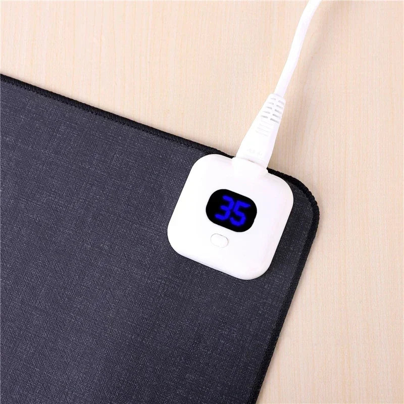 Electric Heat Mouse Pad 52cm Table Mat Temperature Display Heating Mouse Pads Keep Warm Hand for Office Computer Desk Keyboard