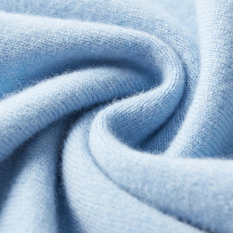 100% merino wool cashmere sweater men's semi-high neck autumn and winter solid color pullover Loose knit long sleeve jacket