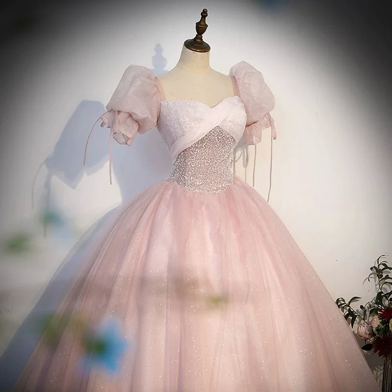 Quinceañera Dress Embroidery Long Puffy Dress Host Performance Graduation Dress Birthday Party Bride Bridesmaid