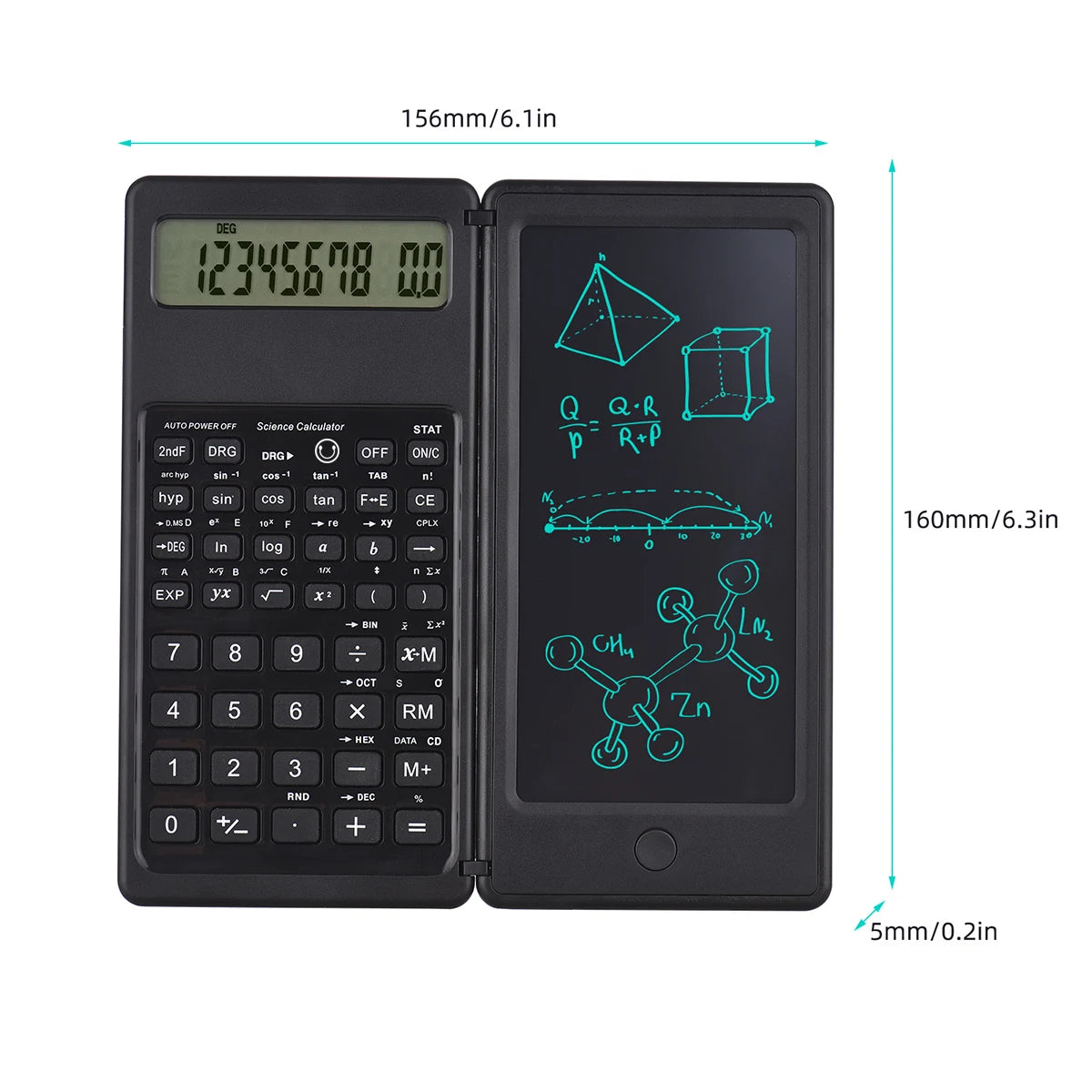 6.5 Inch Portable Calculator LCD Screen Writing Tablet Folding Scientific Calculator Tablet Digital Drawing Pad With Stylus Pen