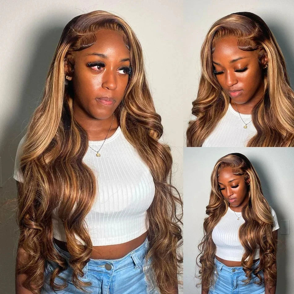 4/27 Honey Blonde Body Wave Hd Lace Frontal Wig 13x6 Wig Humain Hair 30 Inch Lace Front Wig Human Hair for Women Sale Clearance