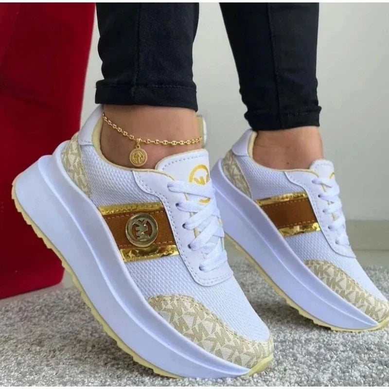 2024 Summer New Breathable Mesh Sneakers Colorblock Lace-up Flats Women's Light Shoes Classic and Versatile Zapatillas De Mujer