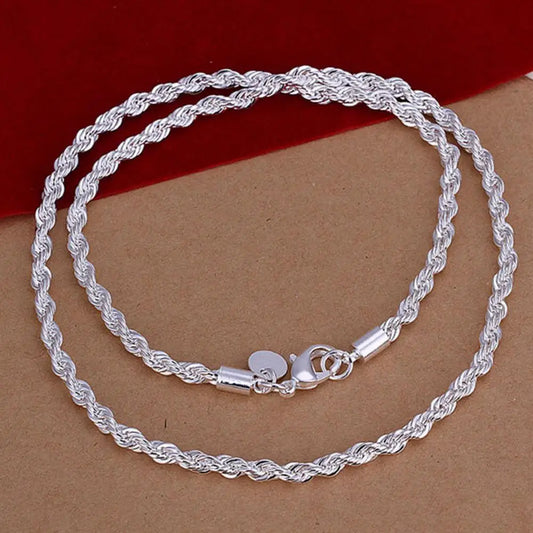 Women Bracelet Elegant Wristband  Silver Plated Twisted Chain Bracelet Bangle Jewelry Accessories for Party 4MM