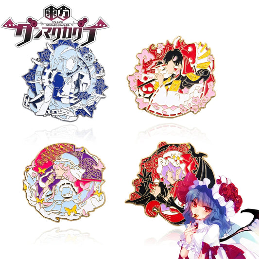 Anime Cute Touhou Project Enamel Pins Brooch Hakurei Reimu Izayoi Sakuya Saigyouji Yuyuko Figure Badge Bag Lapel Jewelry Gift