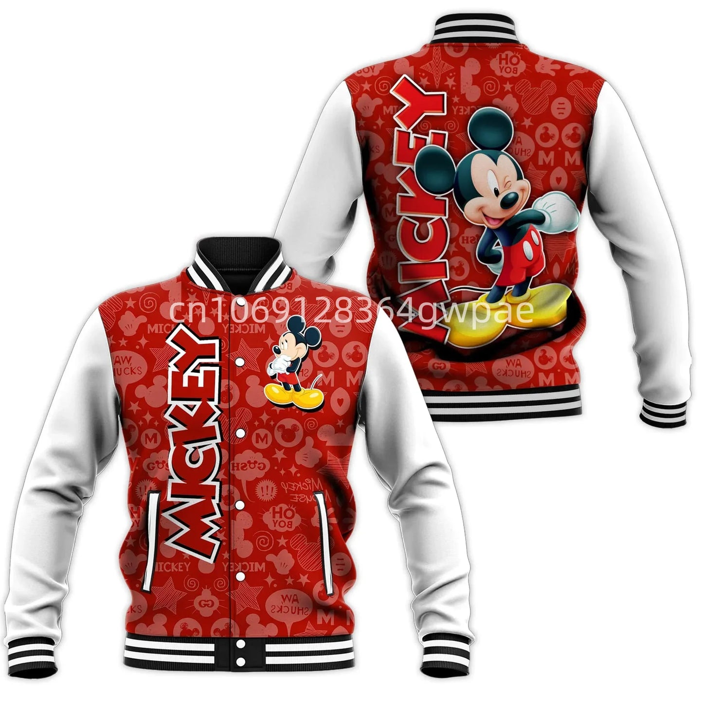Disney Mickey Mouse We Are Never Too Old Baseball Jacket Men Women Casual Hip Hop Harajuku Jacket Streetwear Loose Varsity Coat