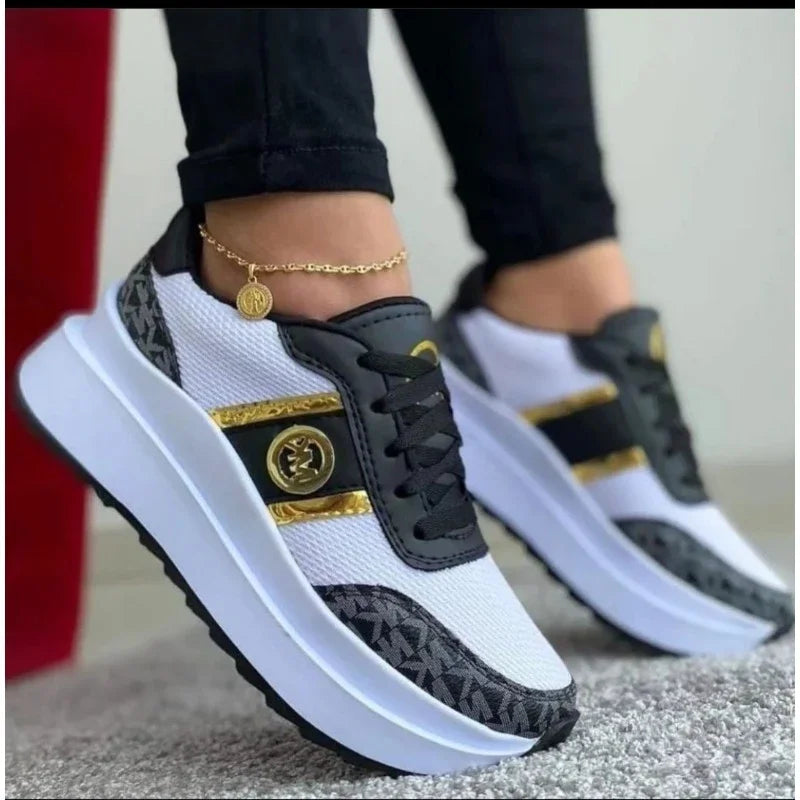 2024 Summer New Breathable Mesh Sneakers Colorblock Lace-up Flats Women's Light Shoes Classic and Versatile Zapatillas De Mujer