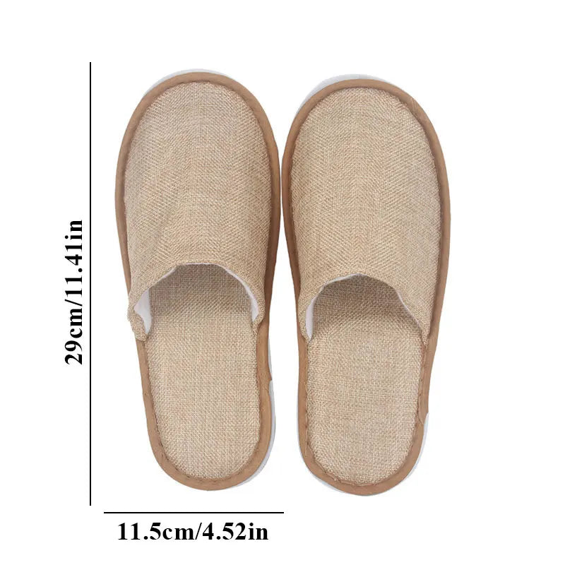 Thickened Cotton Linen Home Slippers Spring Autumn Women's Shoes  Hotel Wedding Guest Slippers Non-slip Flip Flop