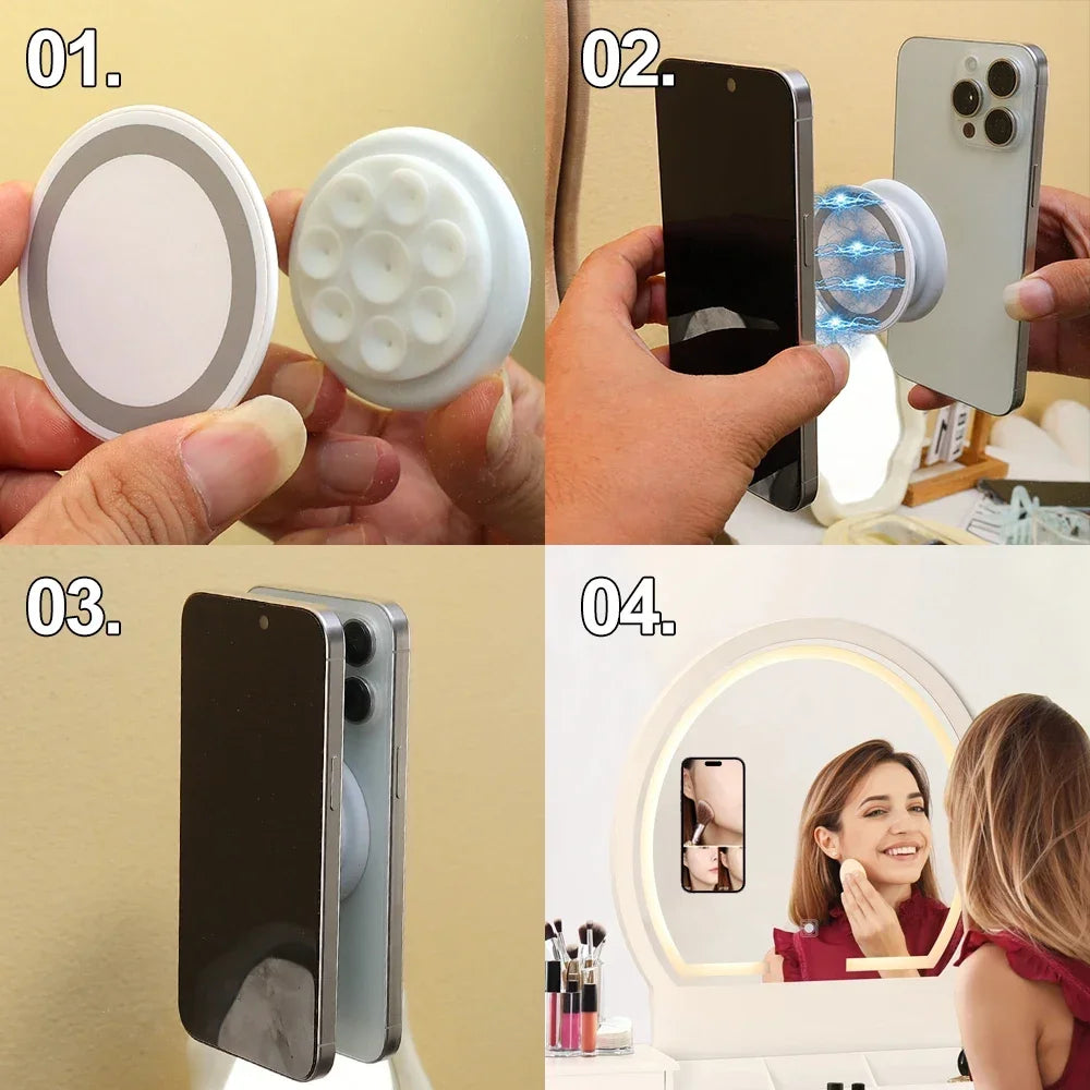For Magsafe Magnetic Suction Cup Phone Holder Silicone Magnet Wall Mount CellPhone Stand Universal Bracket For IPhone 15 Samsung