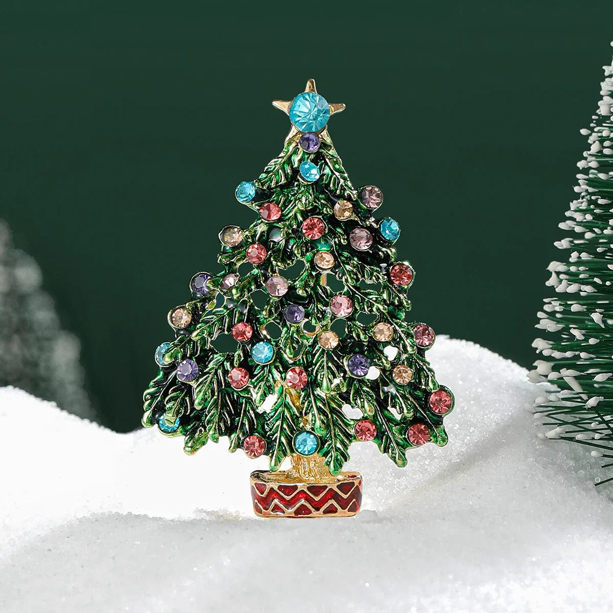 Beautiful Rhinestone Christmas Tree Brooches for Women Unisex Plant Pins Multi-color Fashion Jewellery Accessories Gifts