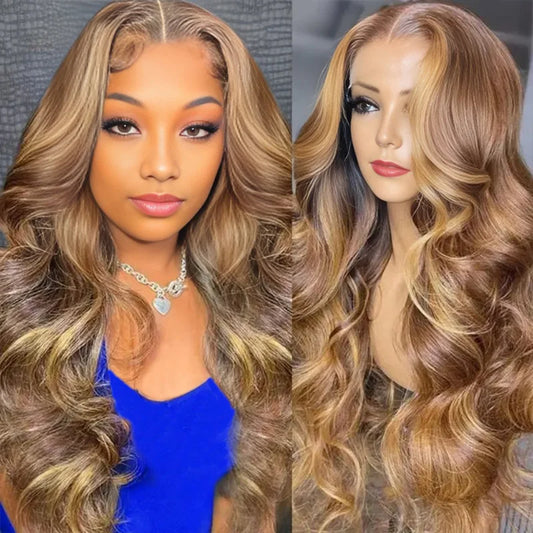4/27 Honey Blonde Body Wave Hd Lace Frontal Wig 13x6 Wig Humain Hair 30 Inch Lace Front Wig Human Hair for Women Sale Clearance
