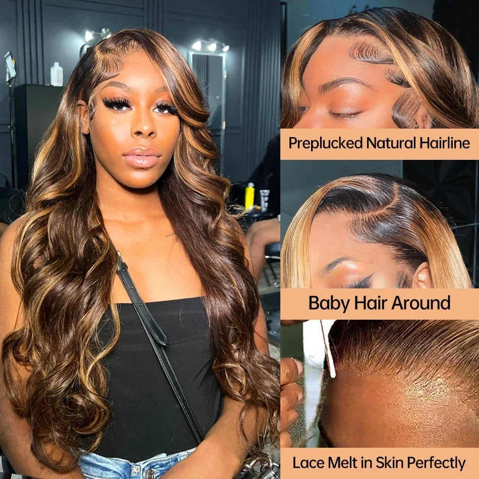 4/27 Honey Blonde Body Wave Hd Lace Frontal Wig 13x6 Wig Humain Hair 30 Inch Lace Front Wig Human Hair for Women Sale Clearance