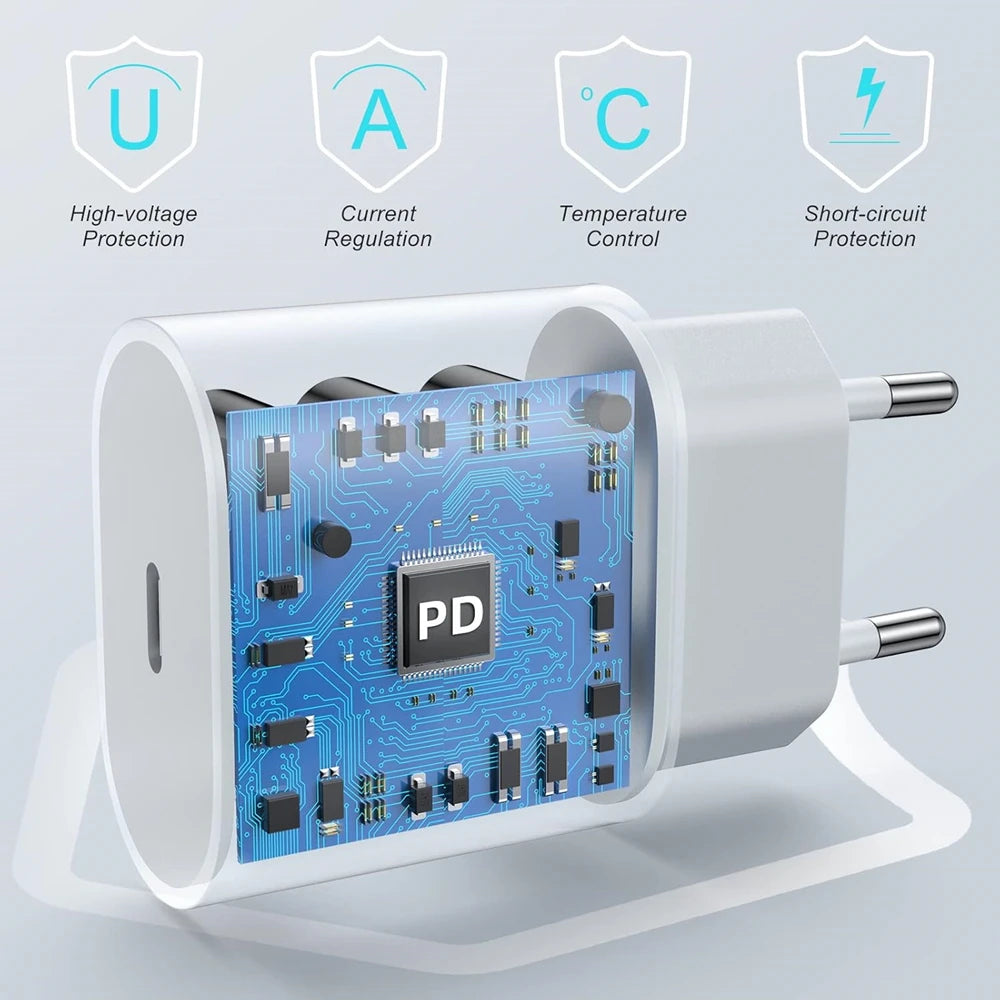 35W USB C PD Fast Wall Charger for iPhone 15 16 Pro Max 15 16 Plus Samsung Moto Huawei OPPO USB-C to Type-C Quick Charging Cable