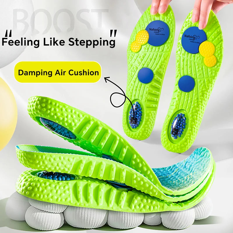 1pair 4D Orthopedic Sport Insoles Soft Breathable High-elasticity Shock Absorption Running Shoe Pad For Men Women Latex Massage