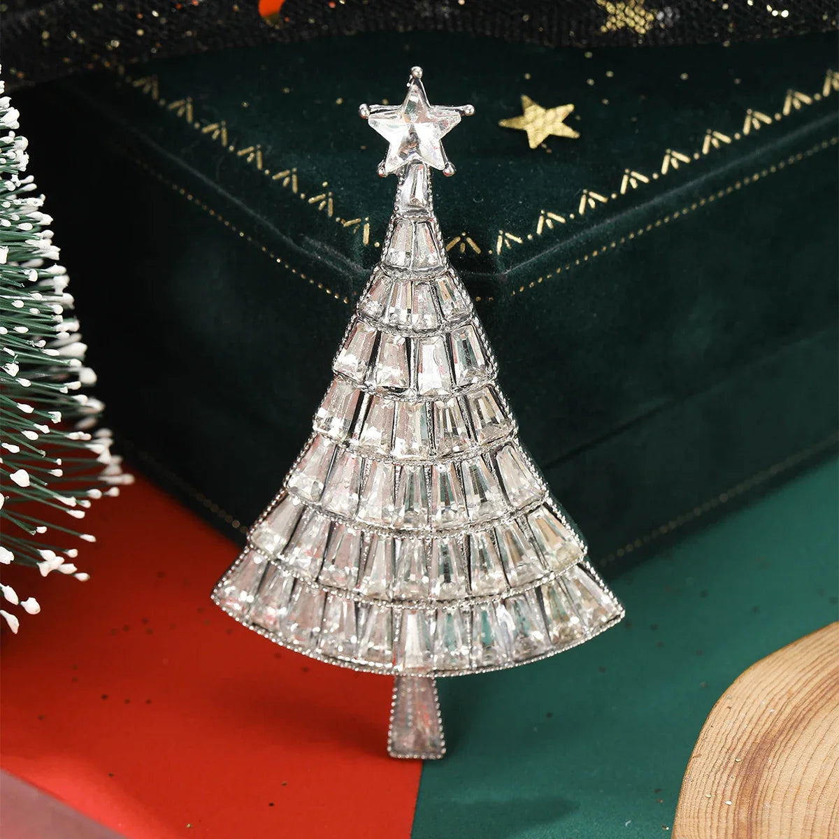 Beautiful Rhinestone Christmas Tree Brooches for Women Unisex Plant Pins Multi-color Fashion Jewellery Accessories Gifts