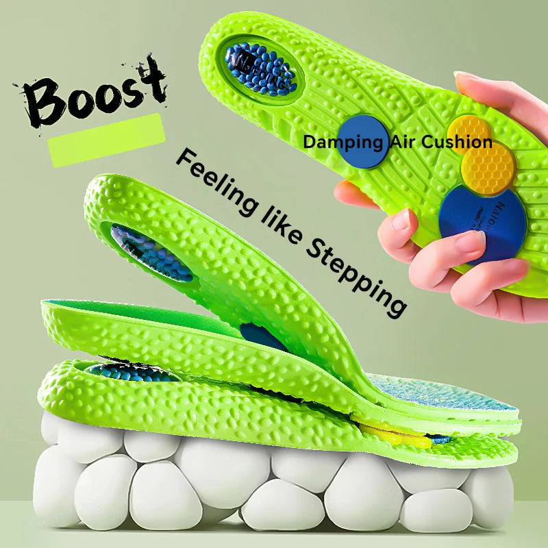 1pair 4D Orthopedic Sport Insoles Soft Breathable High-elasticity Shock Absorption Running Shoe Pad For Men Women Latex Massage