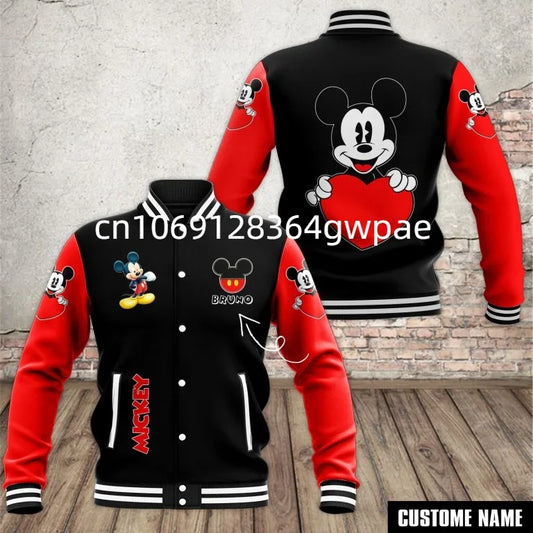 Disney Mickey Mouse We Are Never Too Old Baseball Jacket Men Women Casual Hip Hop Harajuku Jacket Streetwear Loose Varsity Coat