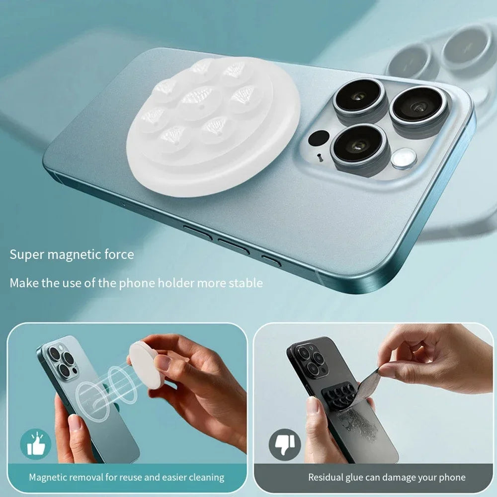 For Magsafe Magnetic Suction Cup Phone Holder Silicone Magnet Wall Mount CellPhone Stand Universal Bracket For IPhone 15 Samsung