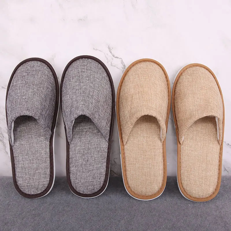 Thickened Cotton Linen Home Slippers Spring Autumn Women's Shoes  Hotel Wedding Guest Slippers Non-slip Flip Flop