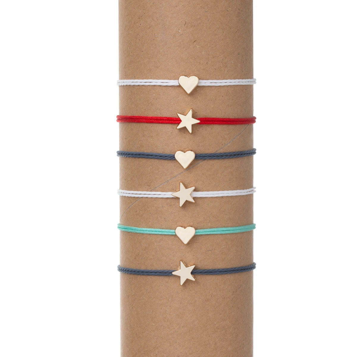 6-piece set of Bohemian style colorful rope woven heart star multi-layer layered women's bracelet