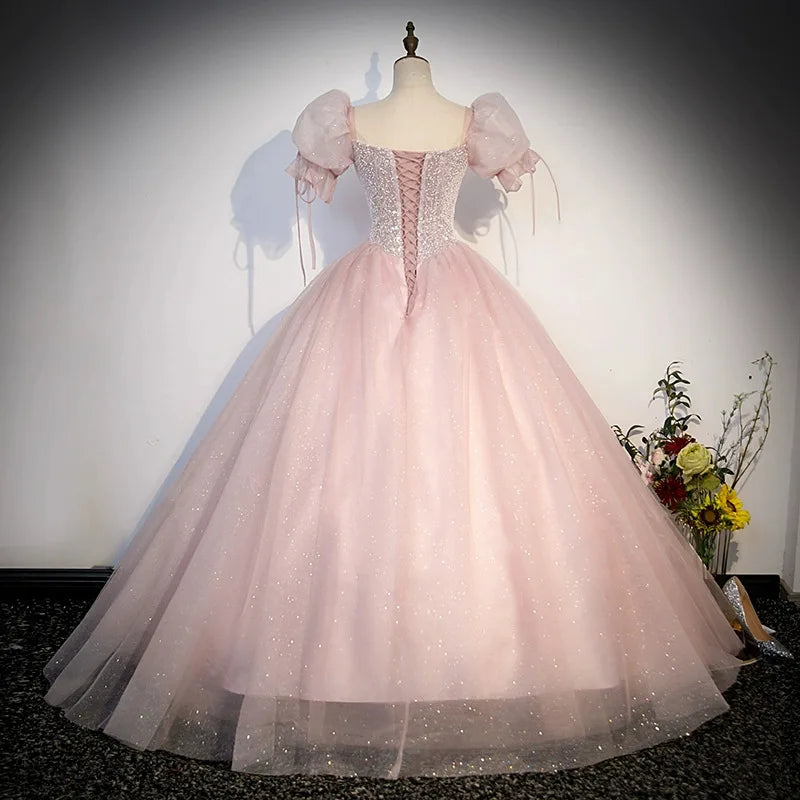Quinceañera Dress Embroidery Long Puffy Dress Host Performance Graduation Dress Birthday Party Bride Bridesmaid