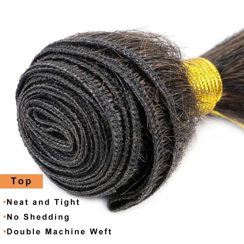 Synthetic Hair Extension Kinky Straight Bundles Grey Hair Weaving With Closure For Black Women 14 Inch 3Pieces/lot