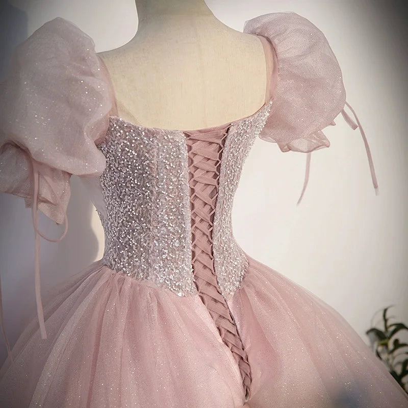 Quinceañera Dress Embroidery Long Puffy Dress Host Performance Graduation Dress Birthday Party Bride Bridesmaid