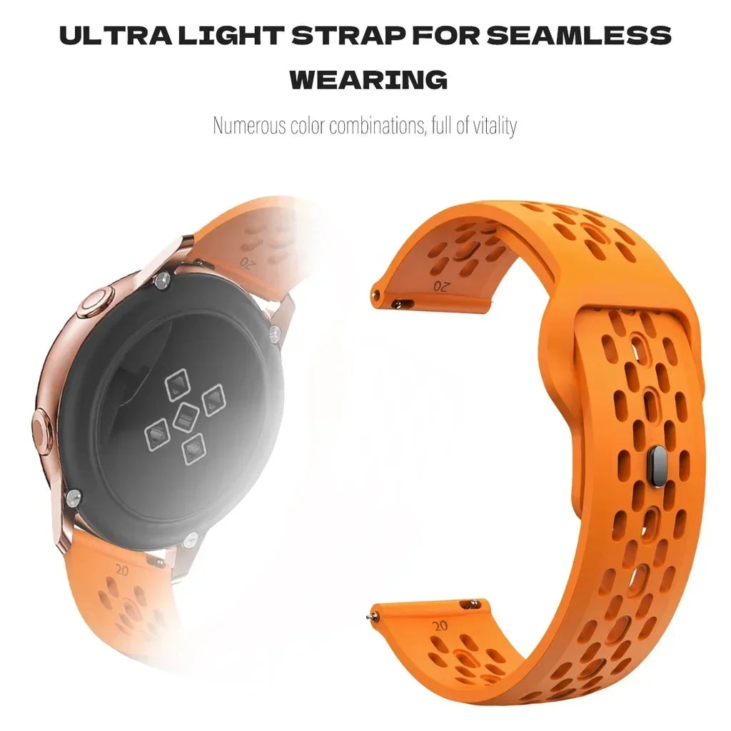 20 22mm Samsung Silicone Universal Strap Watch4 5 Band Galaxy Watch6 Classic 43 47mm Wristband Garmin Huawei Sport Bracelet