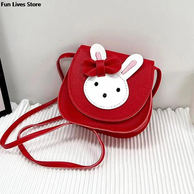 Princess Cute Rabbit Shoulder Purse Kids Mini Leather Bolso Lovely Animal Handbags Children Satchel Bag Girls Bunny Totes Bags