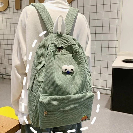Large Capacity Corduroy Backpacks Teen Girls Schoolbag High School Student College Bookbag Classic Women Preppy Style