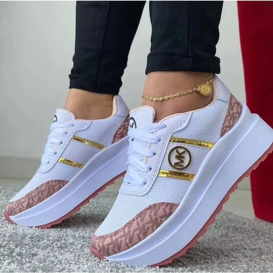 2024 Summer New Breathable Mesh Sneakers Colorblock Lace-up Flats Women's Light Shoes Classic and Versatile Zapatillas De Mujer